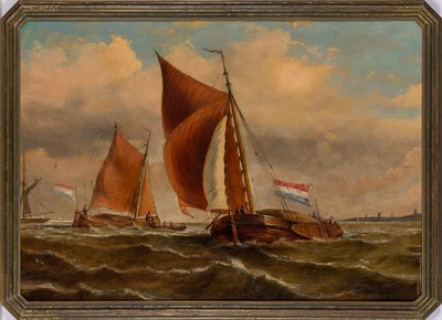 Lot 32 - Dutch School 19th/20th Century Fishing Smacks...