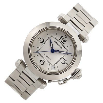Lot 326 - Stainless Steel 'Pasha' Wristwatch, Cartier