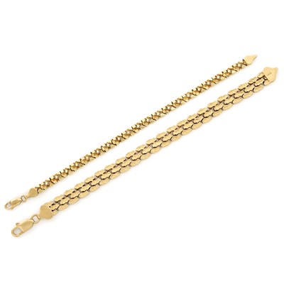 Lot 1477 - Two Gold Bracelets