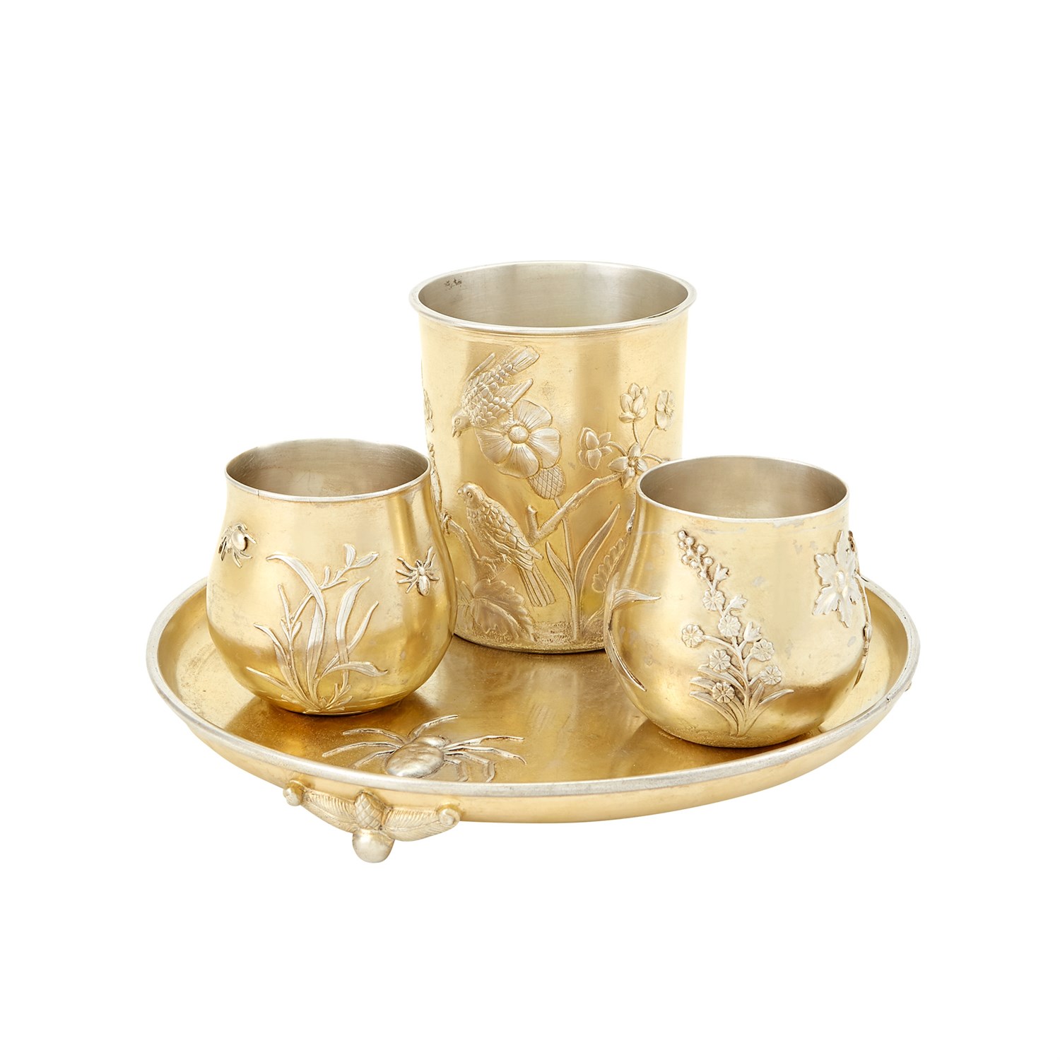 Lot 151 - Russian Silver-Gilt Vodka Set Ovchinnikov,...