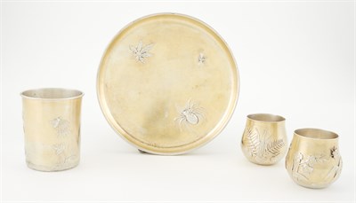 Lot 151 - Russian Silver-Gilt Vodka Set Ovchinnikov,...