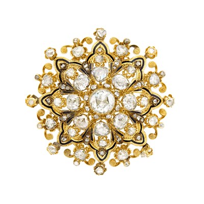 Lot 504 - Gold, Diamond and Enamel Brooch