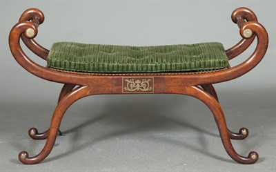 Lot 208 - Regency Brass-Inlaid Mahogany X-Form Window...