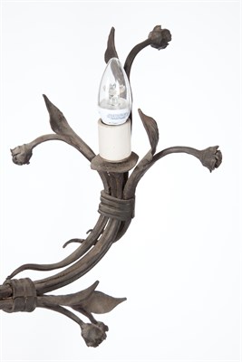 Lot 209 - American Wrought-Iron Three-Light Chandelier...
