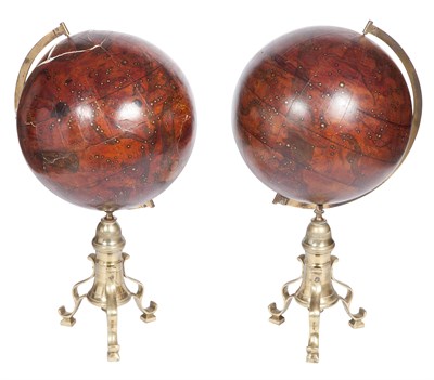 Lot 211 - Pair of Italian Celestial Globes on Brass...