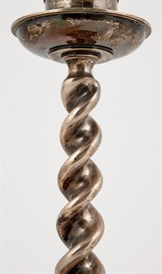 Lot 221 - Pair of Silver-Plated Spiral-Twist Candlestick...