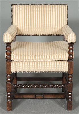 Lot 219 - Set of Six Oak Upholstered Armchairs