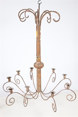 Lot 228 - Wrought Iron Nine-Light Chandelier Height 40...