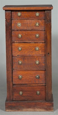 Lot 201 - Victorian Oak Wellington Chest of Drawers...