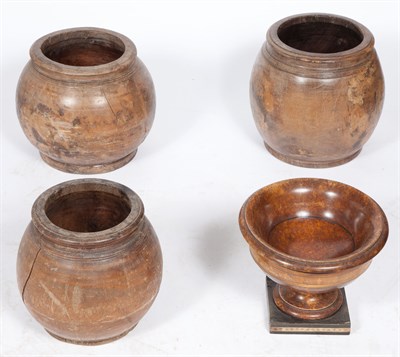 Lot 223 - Four Treen Articles Comprising three jars and...