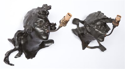 Lot 238 - Pair of French Art Nouveau Patinated Bronze...