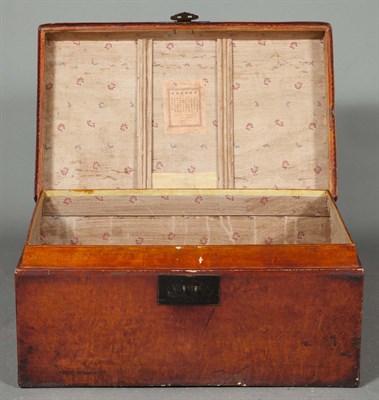 Lot 246 - Three Asian Leather-Lined Trunks Height 14 1/2...