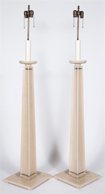 Lot 243 - Pair of Limed Wood and Steel Floor Lamps Tommy...
