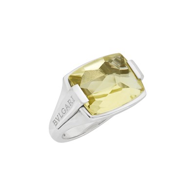 Lot 200 - White Gold and Lemon Quartz 'Metropolis' Ring, Bulgari