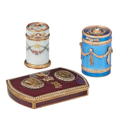 Lot 1285 - Group of Three Fabergé Style Gold and Enamel...