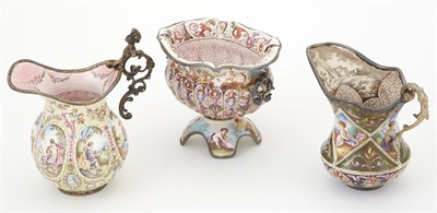 Lot 236 - Continental Silver and Enamel Handled Bowl and...