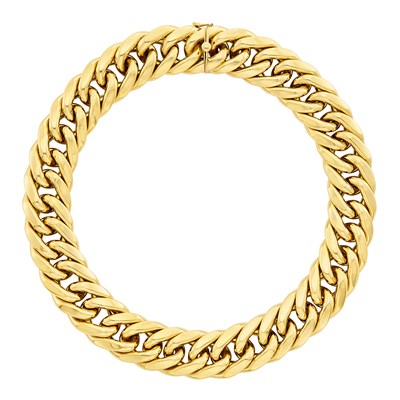 Lot 398 - Wide Gold Curb Link Necklace
