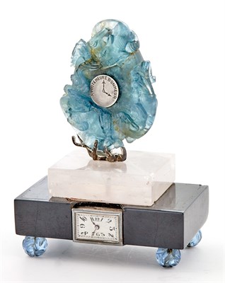 Lot 227 - Continental Art Deco Hardstone Table Clock...