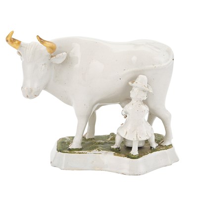 Lot 416 - Delft White Glazed Pottery Milking Group...