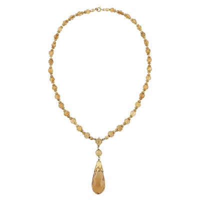 Lot 32 - Antique Gold and Citrine Pendant Necklace