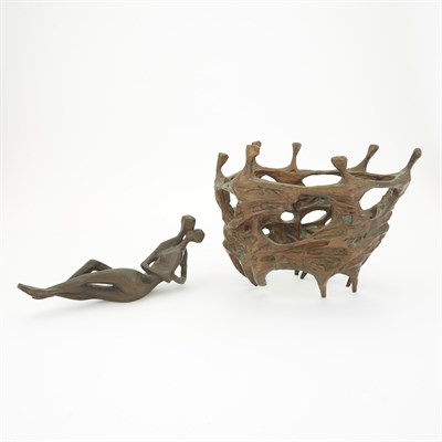 Lot 514 - Two German Patinated Bronze Abstract Figural...