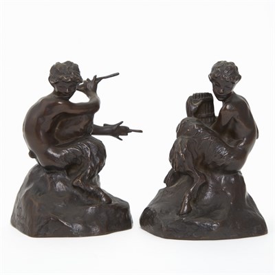 Lot 246 - Pair of Bronze Faun Bookends Alice Morgan...