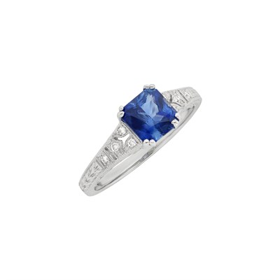 Lot 255 - White Gold, Sapphire and Diamond Ring