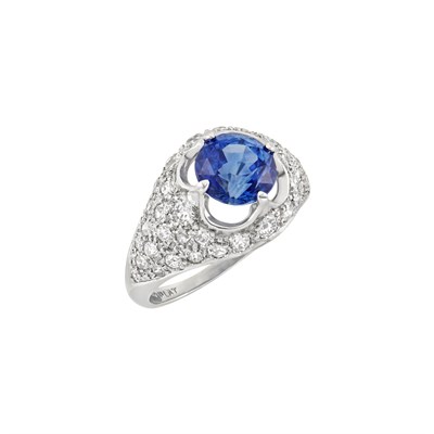 Lot 253 - Platinum, Sapphire and Diamond Ring