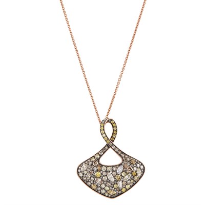 Lot 173 - Rose Gold and Colored Diamond Pendant with Chain