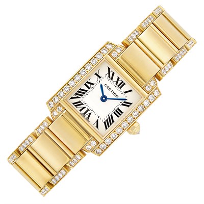 Lot 1 - Gold and Diamond 'Tank Francaise' Wristwatch, Cartier, Ref. 2385