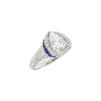 Lot 262 - Platinum, Diamond and Sapphire Ring