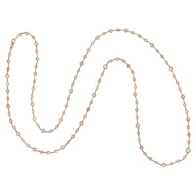 Lot 42 - Long Rose Gold and Diamond Chain Necklace