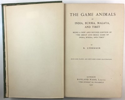 Lot 146 - LYDEKKER, R. The Game Animals of India, Burma,...