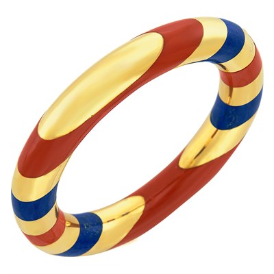 Lot 394 - Gold, Lapis and Jasper Bangle Bracelet, Tiffany & Co.