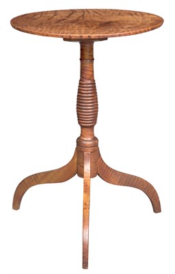 Lot 421 - Federal Figured Maple Tripod Stand 19th...