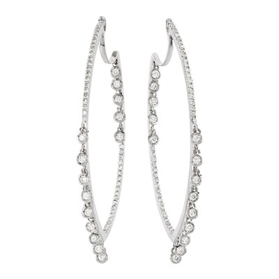 Lot 285 - Pair of White Gold and Diamond Hoop Earrings