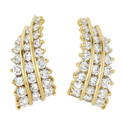 Lot 73 - Pair of Gold and Diamond Earclips, Tiffany & Co.