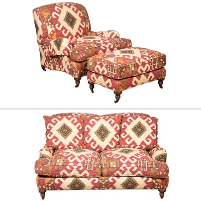 Lot 308 - Suite of Kilim-Print Fabric-Upholstered...