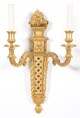 Lot 561 - Pair of Louis XVI Style Gilt-Metal Two-Light...