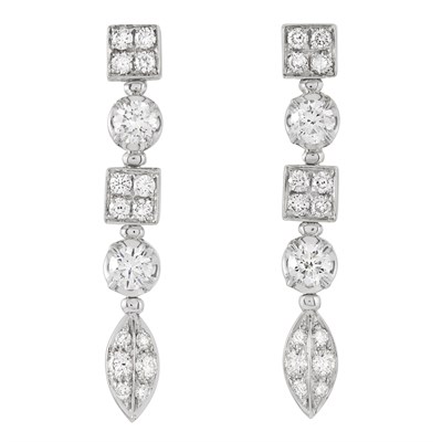 Lot 92 - Pair of White Gold and Diamond Pendant Earrings, Bulgari