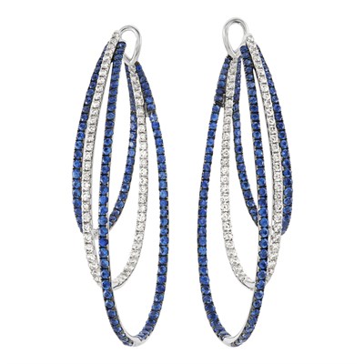 Lot 265 - Pair of White Gold, Sapphire and Diamond Earrings