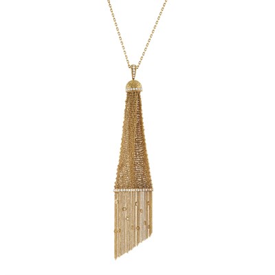 Lot 368 - Gold and Diamond Fringe Pendant and Chain, Boucheron