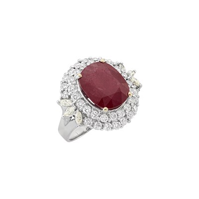 Lot 197 - White Gold, Ruby and Diamond Ring