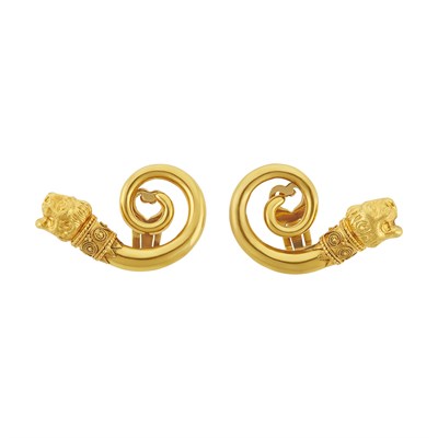 Lot 418 - Pair of Gold Earclips, Lalaounis