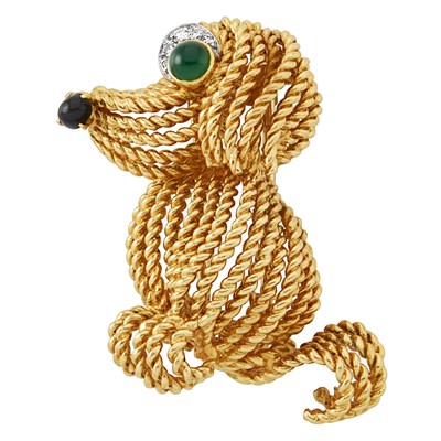 Lot 55 - Gold, Platinum and Gem-Set Dog Clip-Brooch, Boucheron, Paris