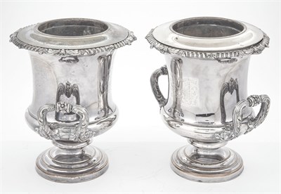Lot 270 - Pair of Sheffield Plate Wine Coolers Early...