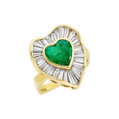 Lot 295 - White Gold, Emerald and Diamond Ring-Dant