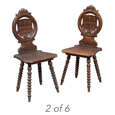 Lot 461 - Set of Six Continental Oak Side Chairs