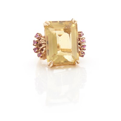 Lot 1561 - Rose Gold, Citrine and Ruby Ring