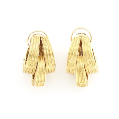 Lot 1507 - Pair of Gold Earclips